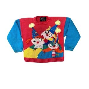 Vintage Raquel for Raquel Collection Handmade In Peru Clown Sweater Kids